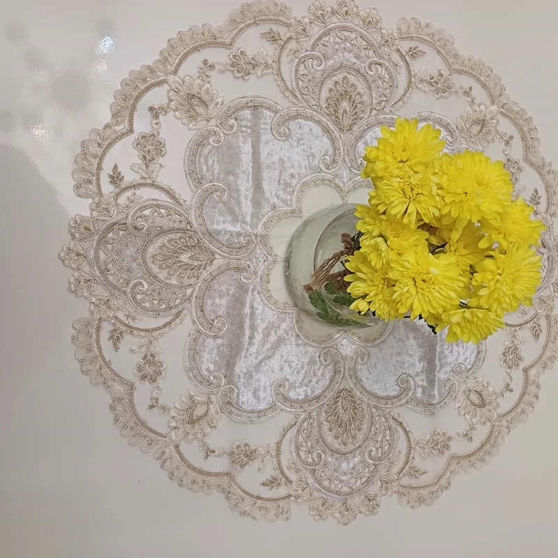 رومیزی سه تیکه گرد ترک نسکافه ای