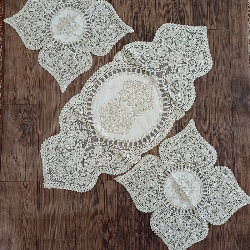 رومیزی سه تیکه جلو مبلی طرح دلیزا