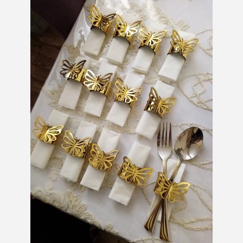 حلقه دستمال کاغذی و جاقاشقی چرم طلایی