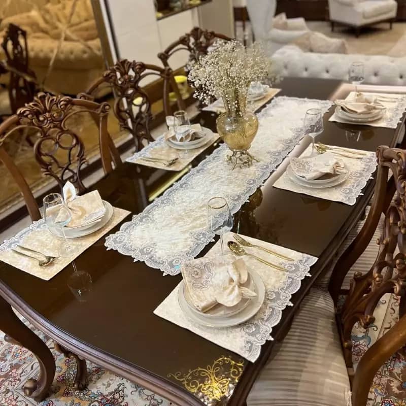 ست کامل زیربشقابی میز نهار خوری طرح 《دانتل》