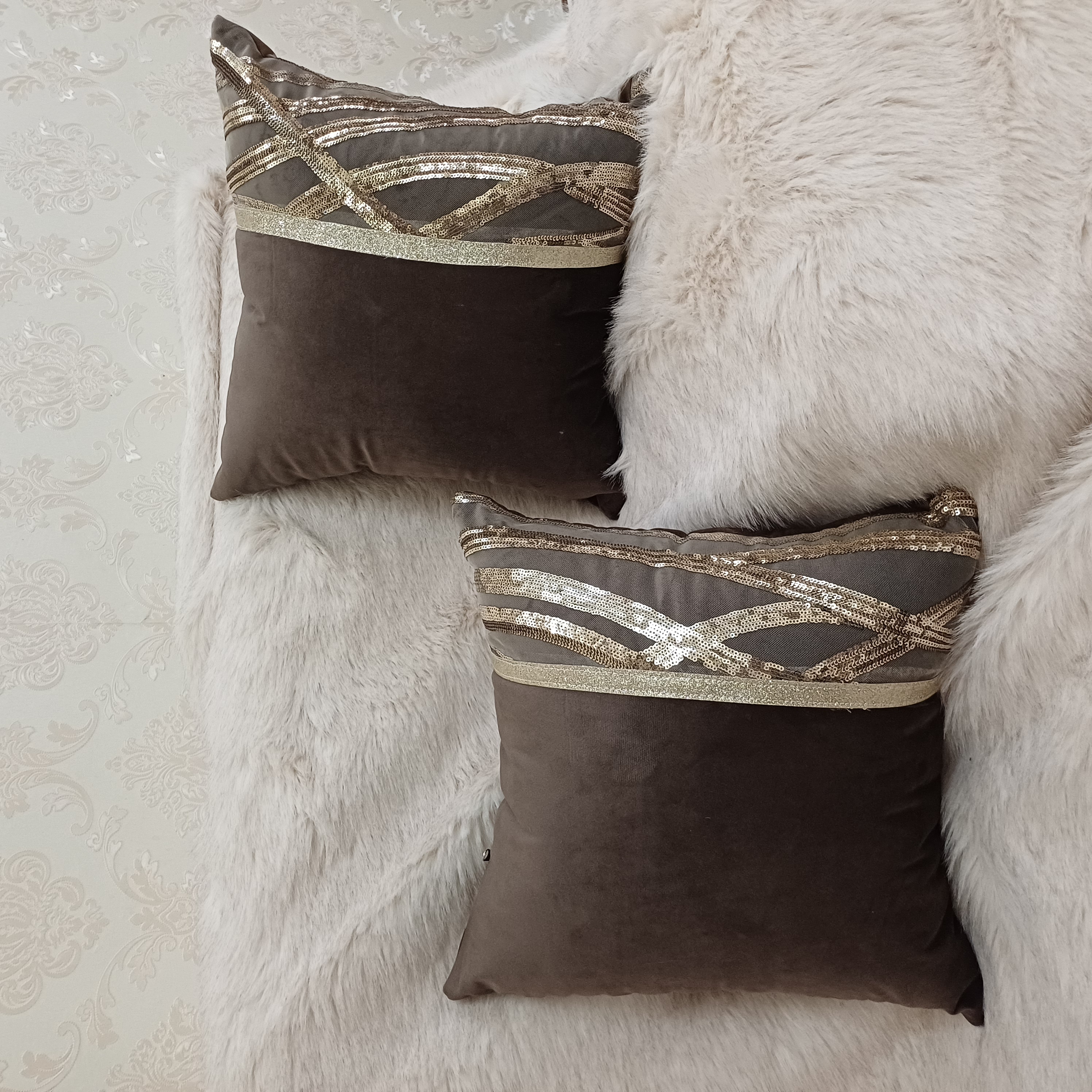 کاور کوسن ترکیبی قهوه ای