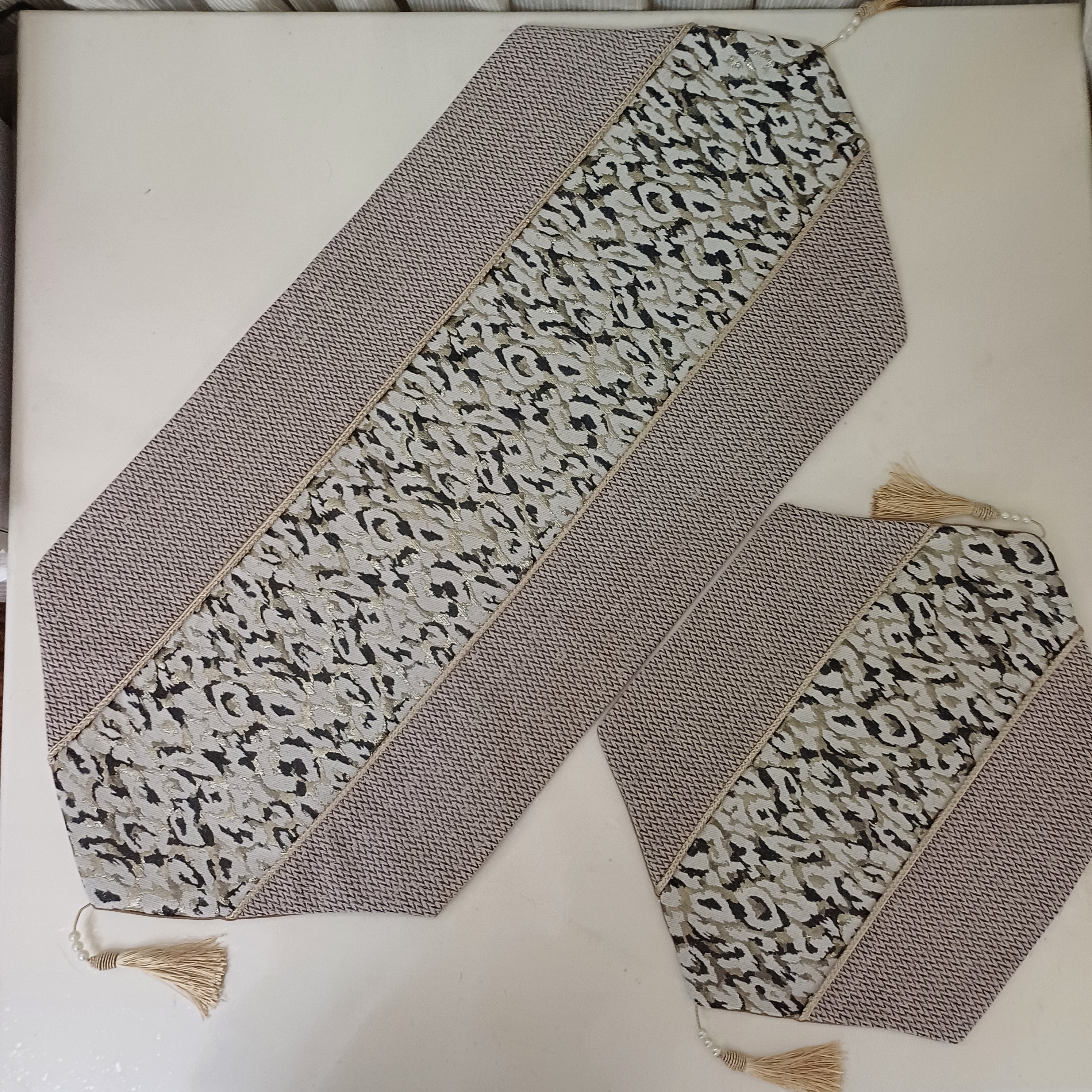 رومیزی پلنگی ترکیبی رنگ زغالی