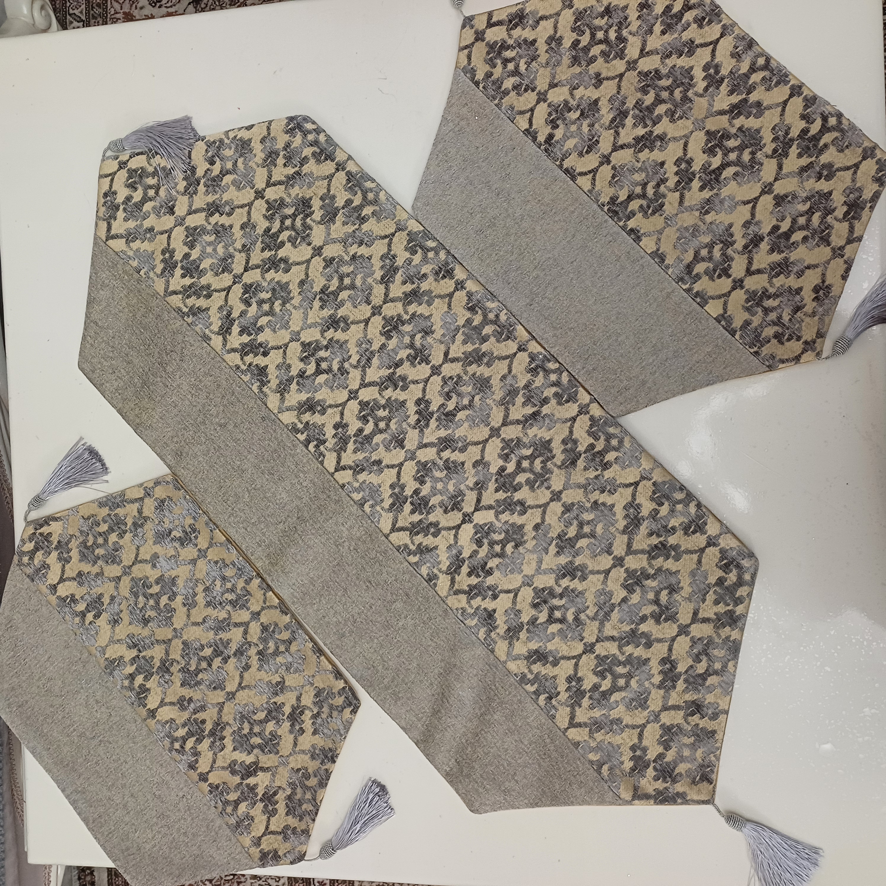 ست سه تکه رومیزی جلو مبلی طرح خاتون ترکیبی