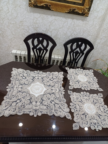 ست رومیزی مربع سه تکه | ست رومیزی طرح ویکتوریا